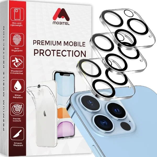 Mobitel {3-Pack} Camera Lens Protector for iPhone 13 Pro & iPhone 13 Pro Max - Anti-Bubble | Impact Protection | Ultra Clear